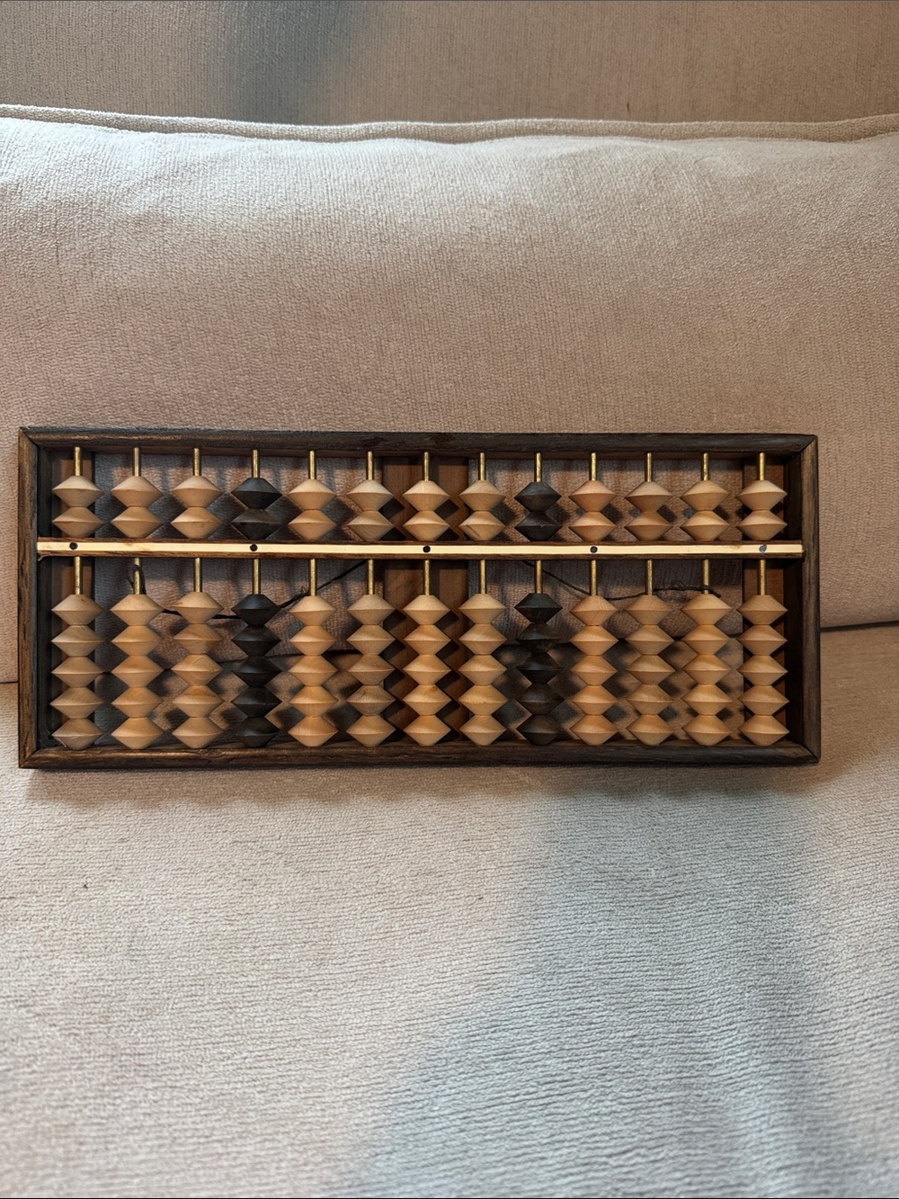 Vintage Chinese Abacus Wood And Brass Lotus Flower Brand - Picture 2 of 8